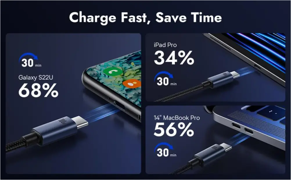 Baseus minimalist USB-C charging cable high power support