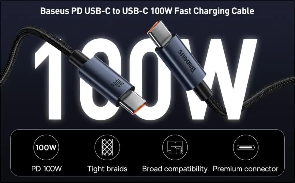 Baseus USB-C to USB-C fast charging cable durable design