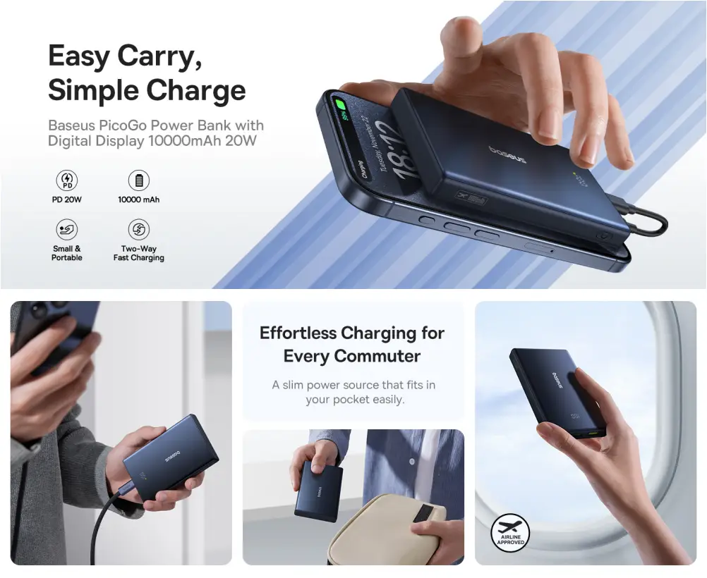 Baseus PicoGo 20W fast charging power bank compact design