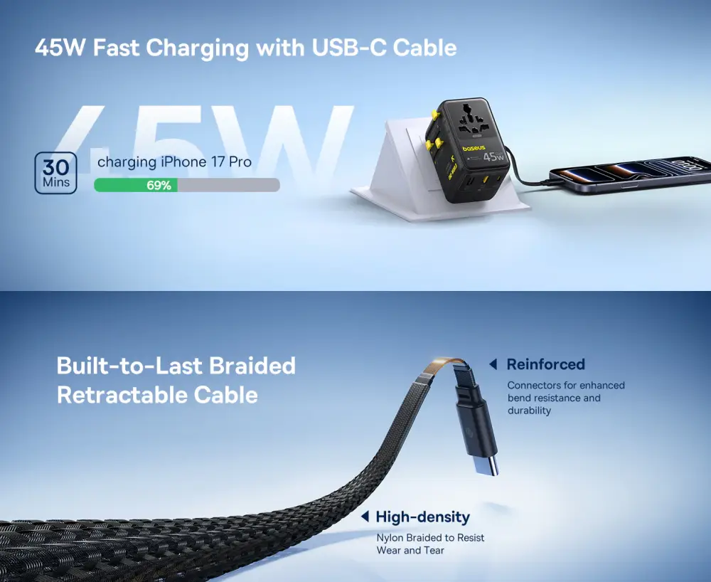 Baseus PicoGo AG11 retractable cable charger for convenient charging