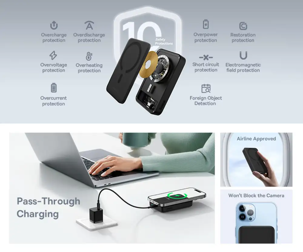 Baseus PPCXM1030 10000mAh magnetic wireless power bank