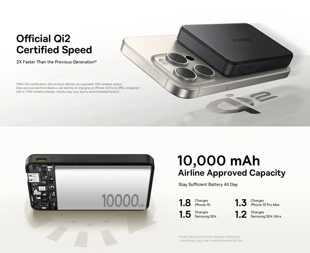 Baseus Qi2 power bank USB-C port fast charging detail view