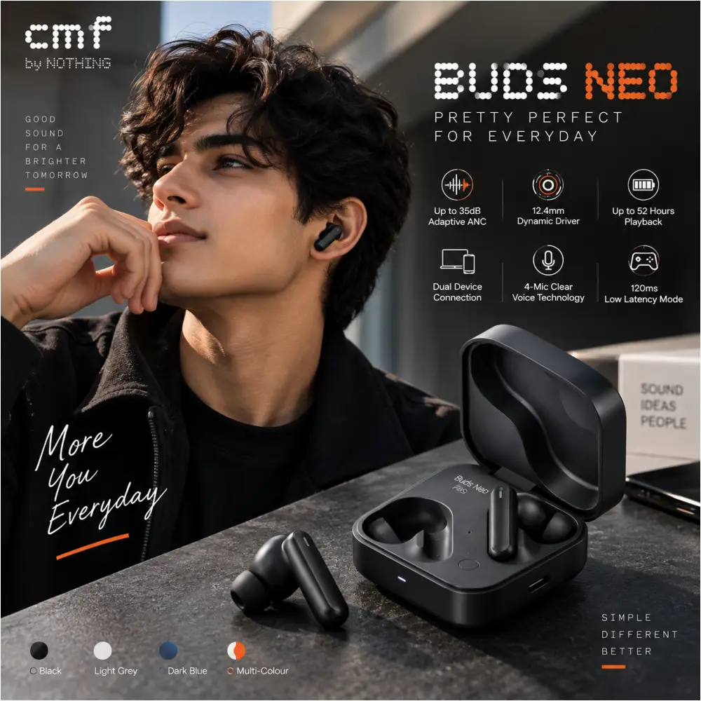 CMF Buds Neo True Wireless Earbuds with Adaptive ANC