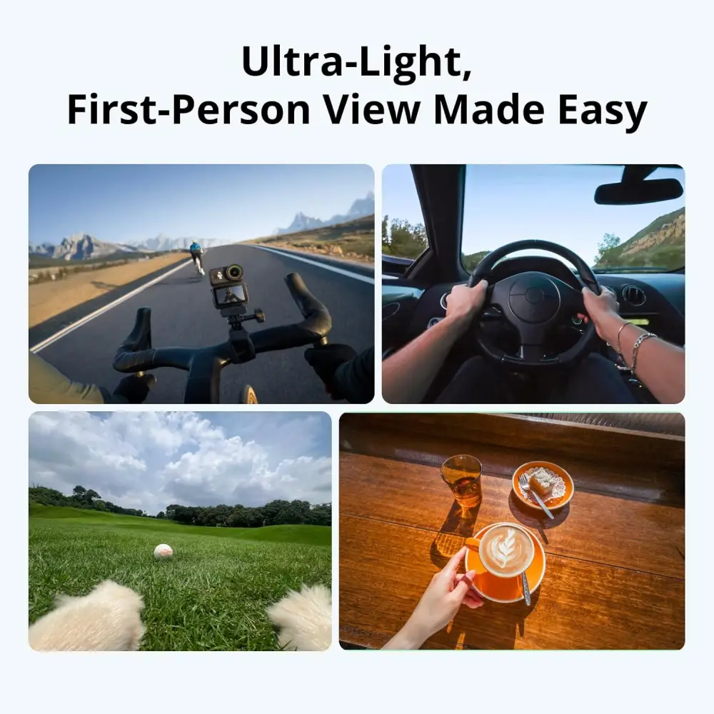 DJI Osmo Nano ultra-light 4K action camera for first-person POV recording on bike, driving, outdoor activities and daily moments
