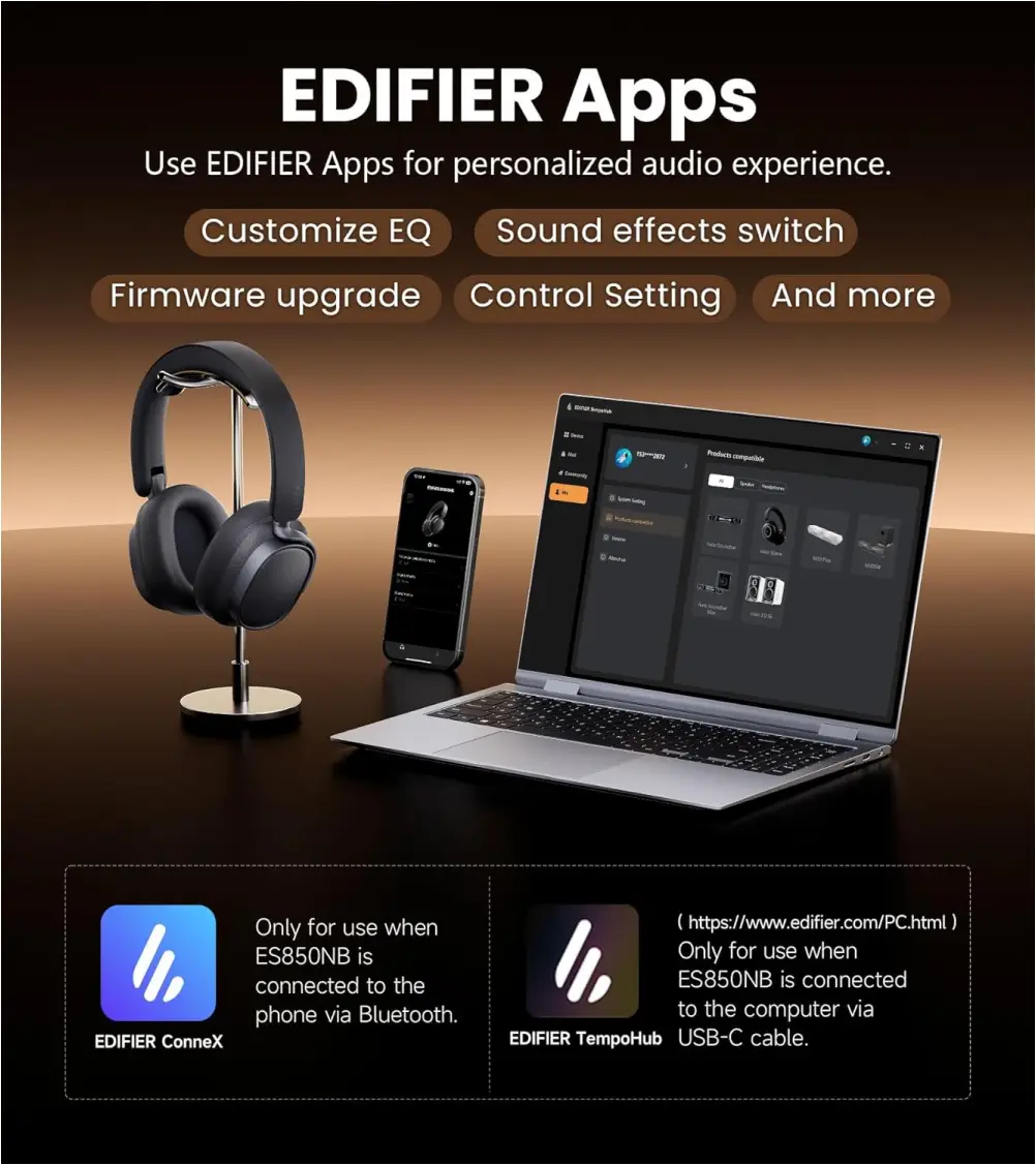 Edifier ES850NB over ear headset with deep bass and comfort