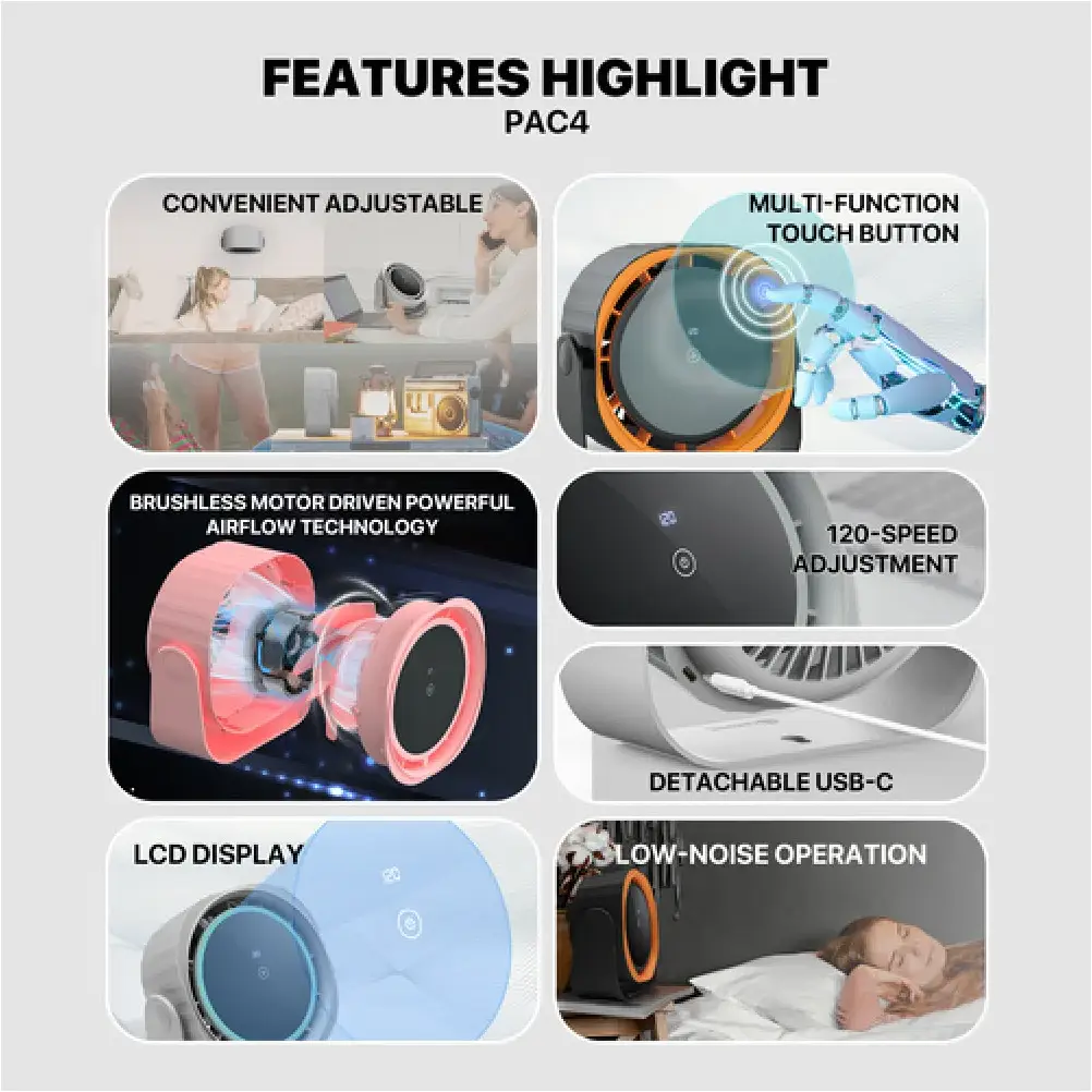 FANTECH brushless motor handheld fan for travel and outdoor use