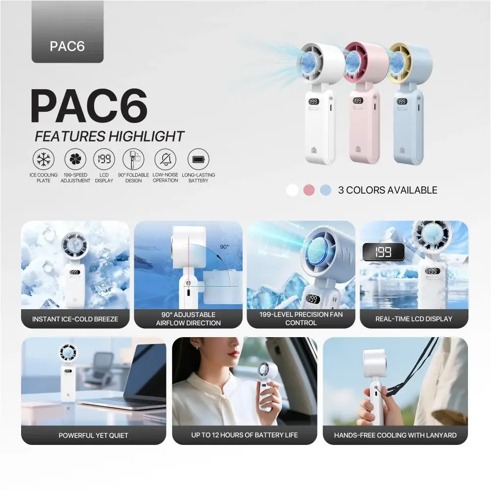 FANTECH PAC6 rechargeable mini fan lightweight travel cooling fan