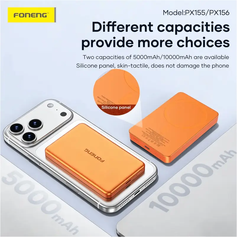 Foneng PX156 wireless charging power bank for travel use