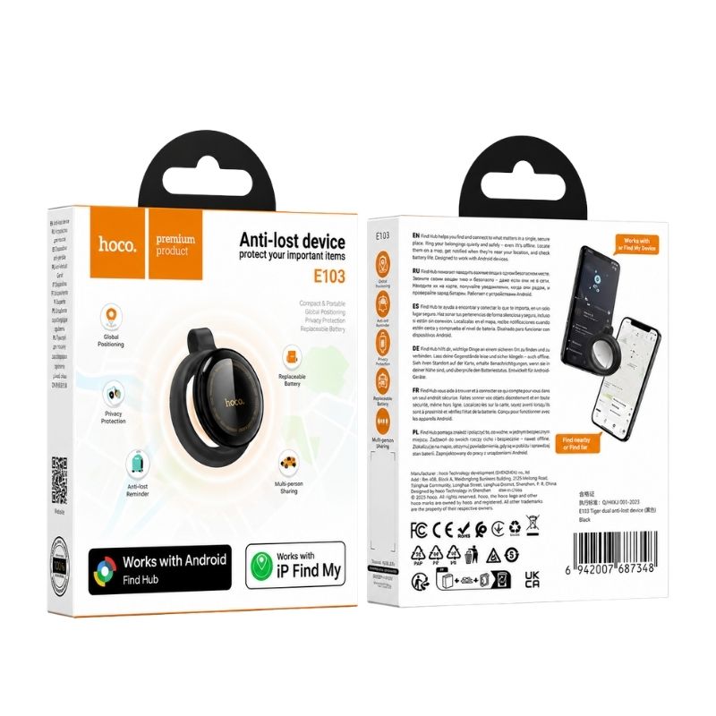 Hoco E103 Tiger dual anti-lost Bluetooth tracker with integrated loop