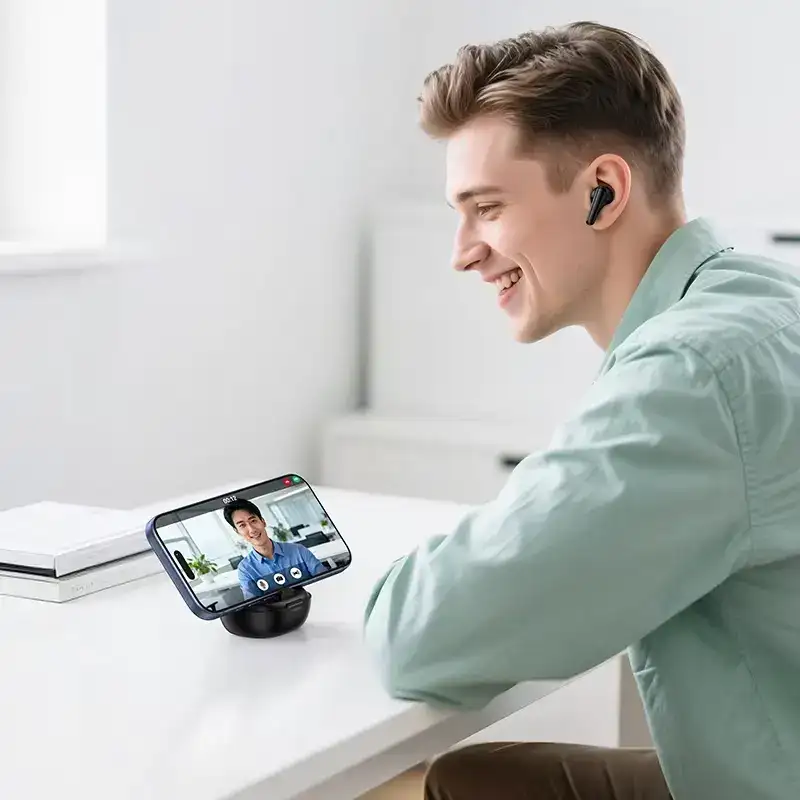 Hoco EQ100 earbuds charging case built in phone stand
