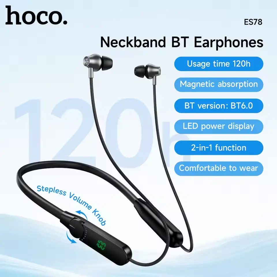 Hoco ES78 Naya Bluetooth 6.0 Neckband Earphones with 120 hours battery life