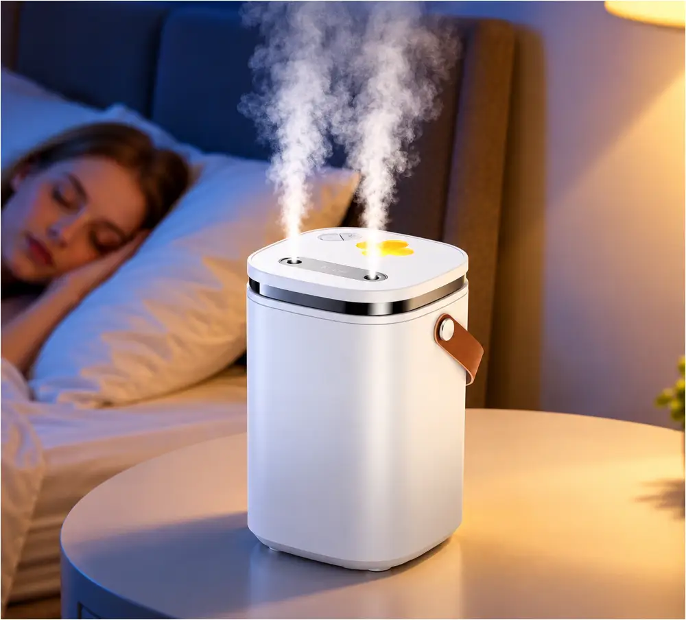 Front view of the HOCO HX35 dual spray humidifier with a compact design.