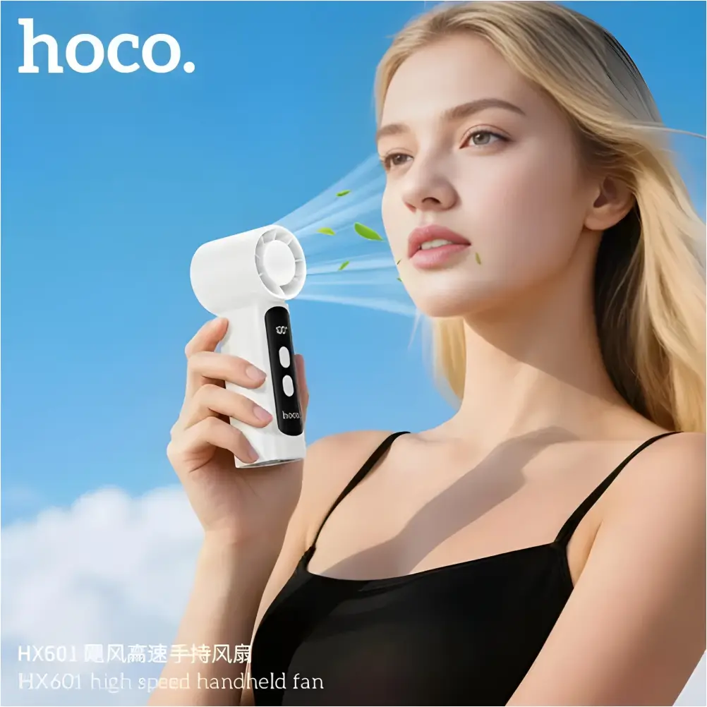 Hoco HX601 rechargeable handheld fan for travel use
