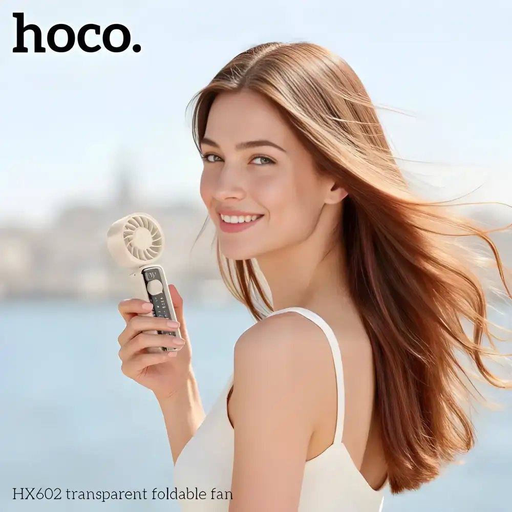 HOCO HX602 foldable handheld fan side profile portable design