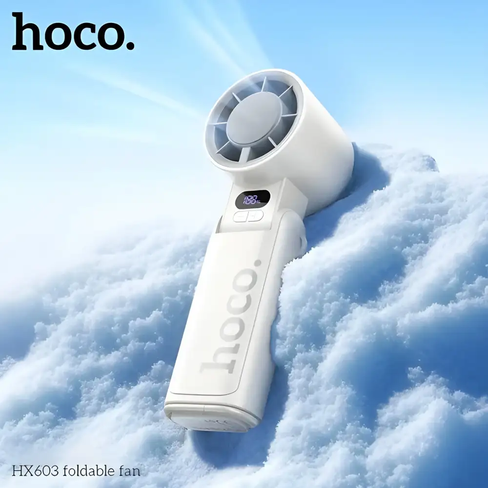 HOCO HX603 foldable handheld fan side profile portable design