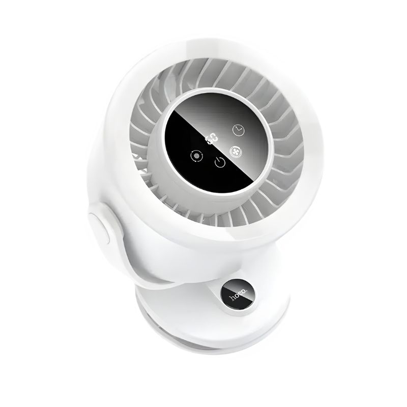 HOCO HX608 3‑in‑1 Automatic Rotating Clip Fan Table Wall Mount 3600mAh Battery