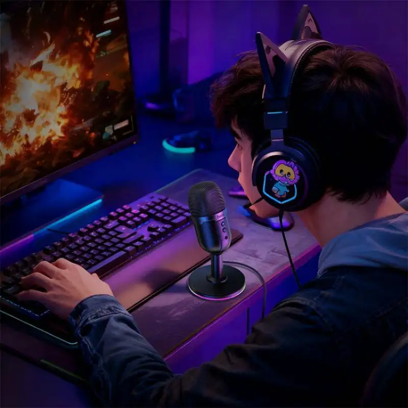 Hoco L25 RGB desktop microphone gaming streaming setup