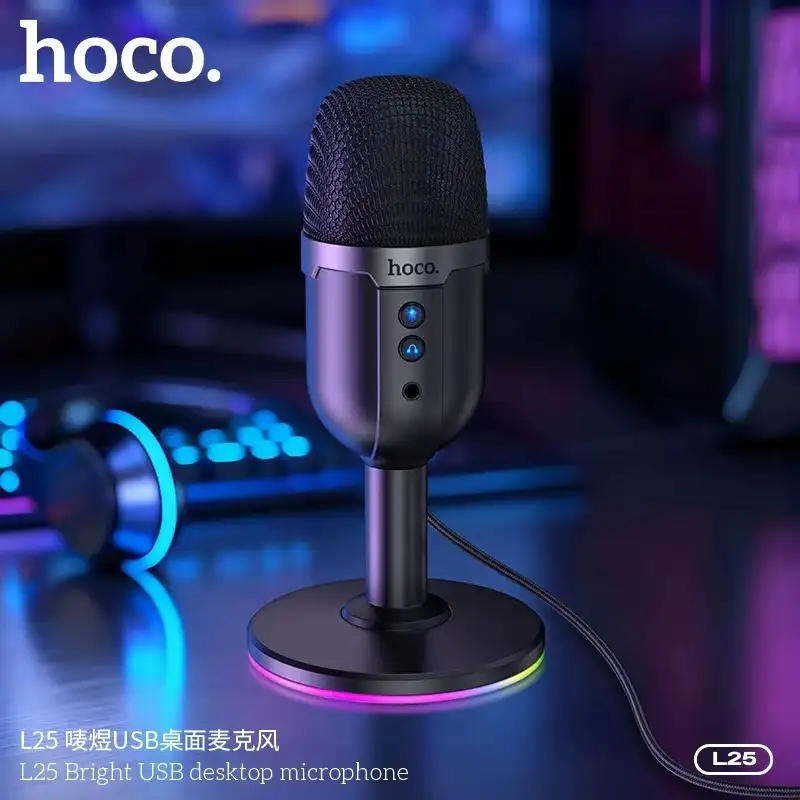 Hoco L25 Bright USB-A RGB desktop microphone front view