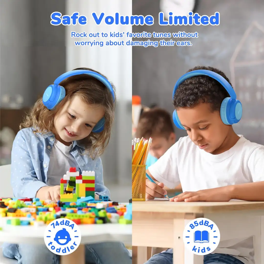 Kids Bluetooth headphones ideal for study and travel