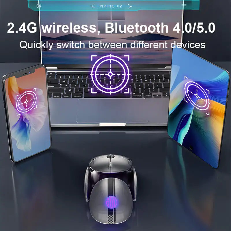 Inphic X2 wireless mouse with side buttons and adjustable DPI optical sensor