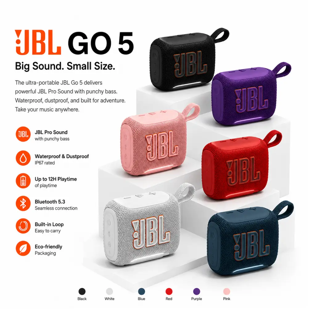 JBL Go 5 portable bluetooth speaker main design