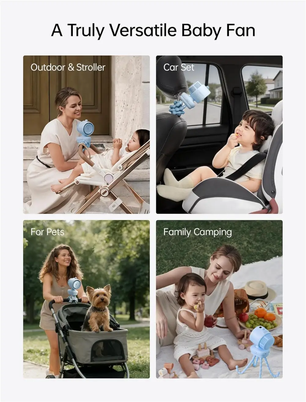 JisuLife rechargeable clip on baby fan for stroller and crib