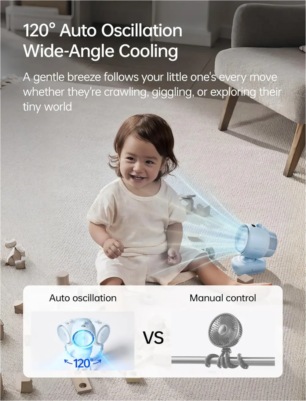 JisuLife air purifying portable fan for baby cooling