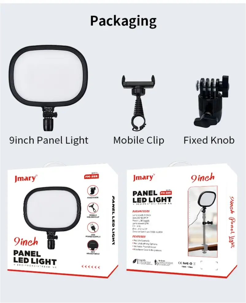 Jmary FM-58R LED panel light compact design for studio setup
