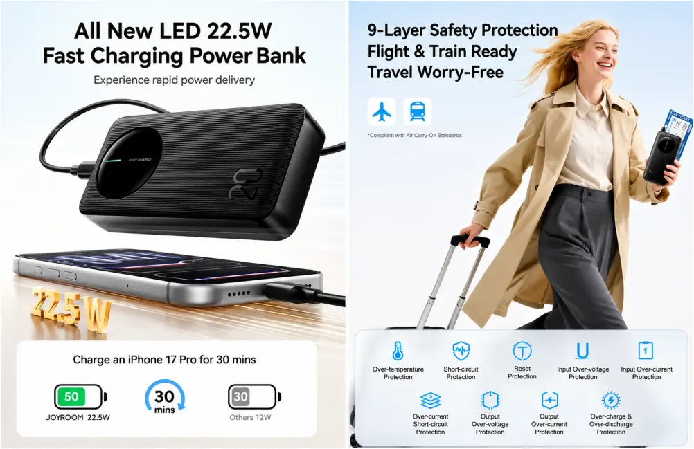 Joyroom 22.5W Digital Display Power Bank