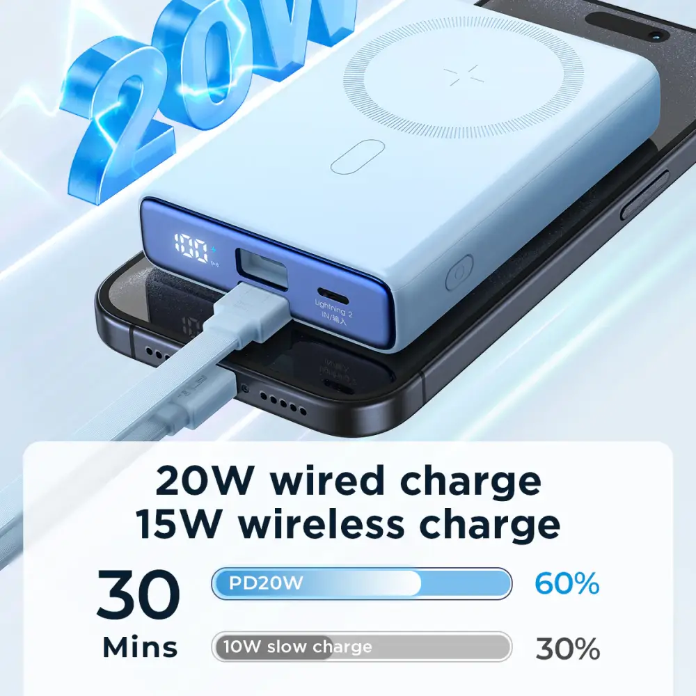 Joyroom JR-PBM01 10000mAh magnetic wireless power bank 20W PD fast charging with 15W wireless support