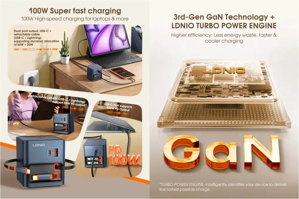 LDNIO Q16 4 port fast charger premium desktop design