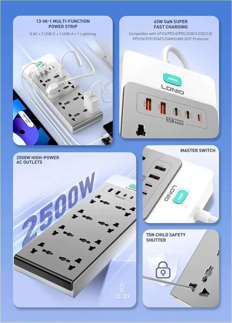 LDNIO SC4 multi function charging station compact desktop design