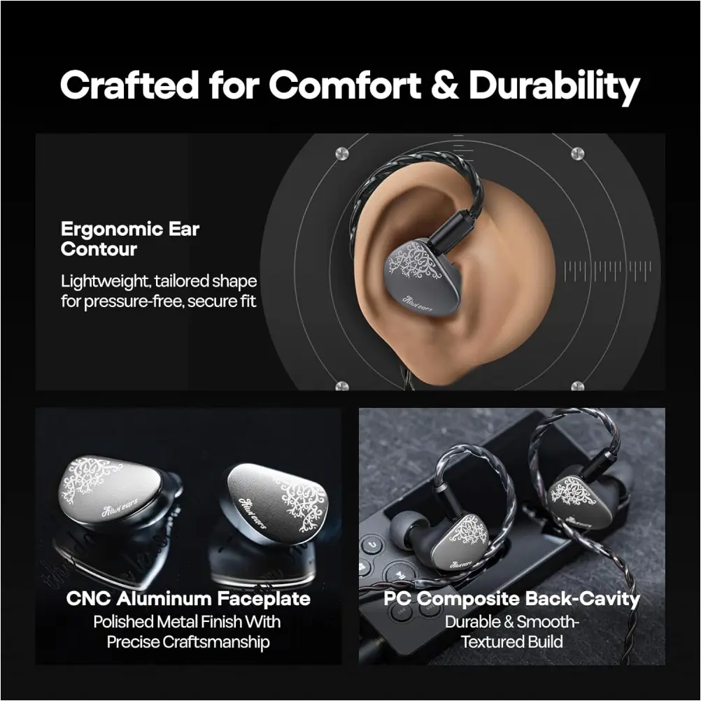Kiwi Ears Cadenza II earphones close up driver design