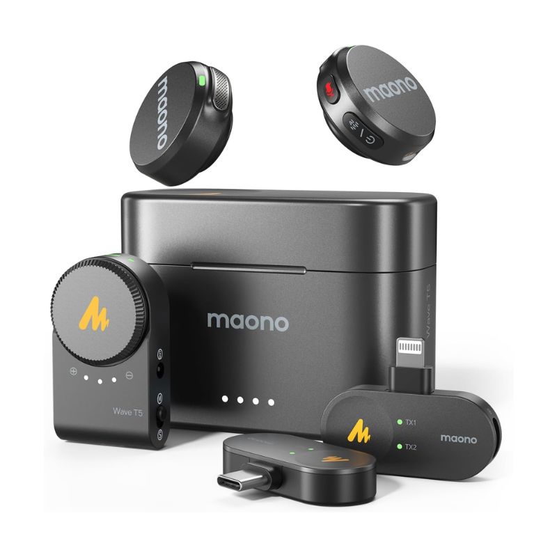 Maono Wave T5 Wireless Lavalier Microphone Combo Edition
