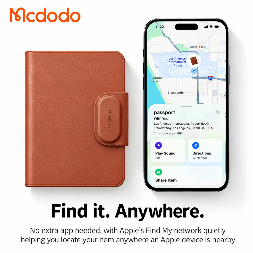 Mcdodo AT-418 Napa Pro Passport Holder with Apple Find My Locator