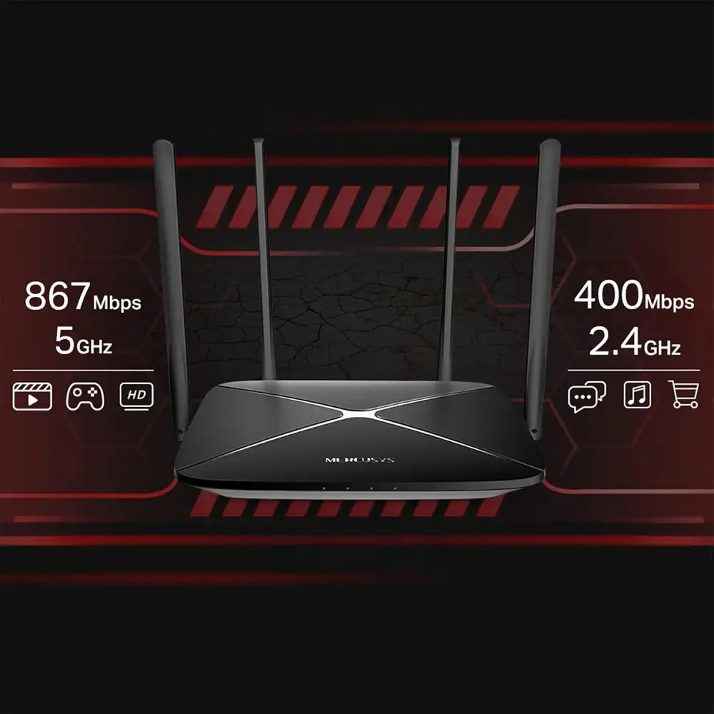Mercusys AC12G router antennas high gain wifi signal design