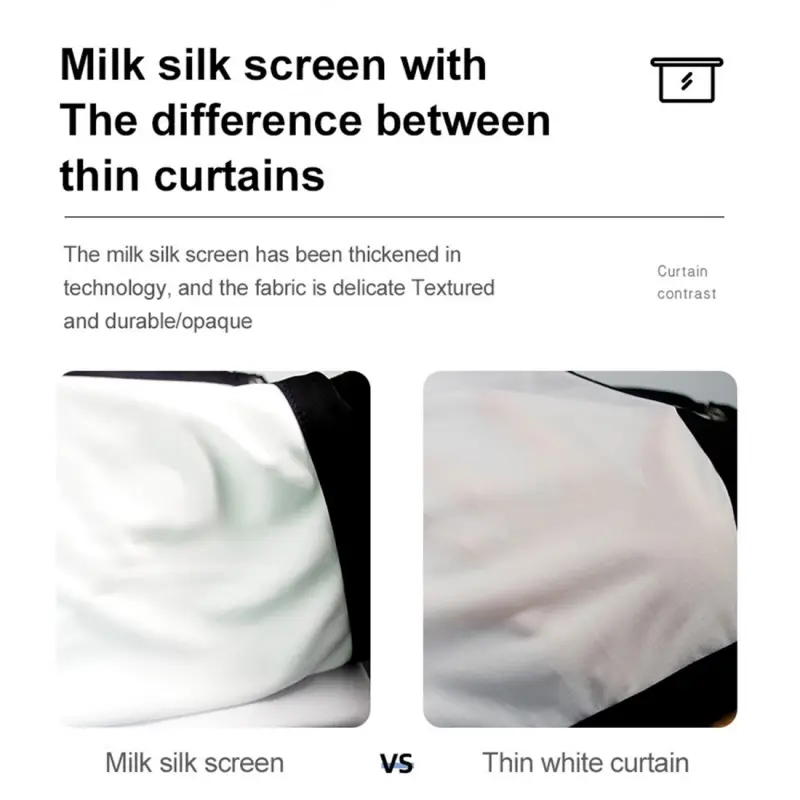 Milk Silk Projector Screen Fabric Compared with Thin White Curtain Showing Better Thickness Texture and Opacity