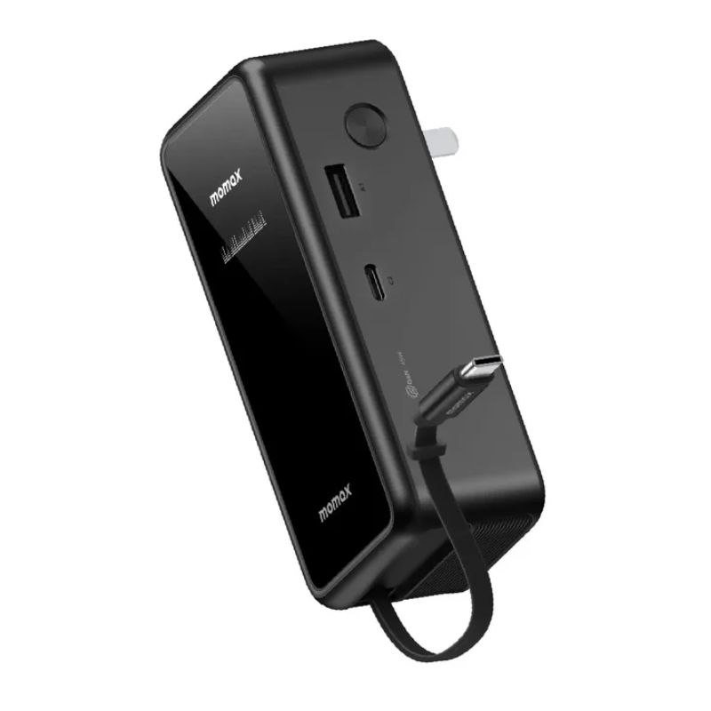 Momax 1 Pac⁺ 10000mAh 3in1 Hybrid GaN Battery Pack with Built In Retractable Cable