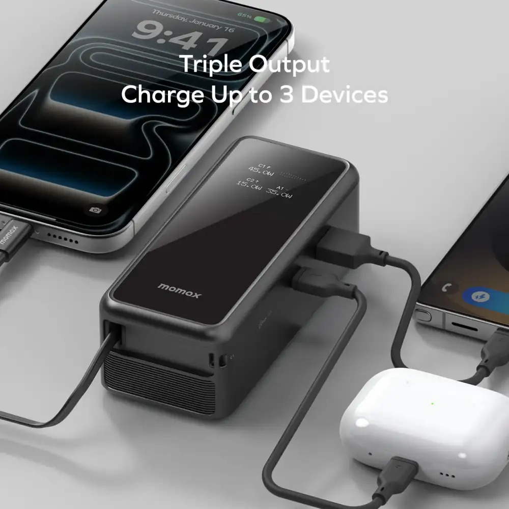 Momax 1-Pac Plus hybrid GaN battery pack travel charging power bank