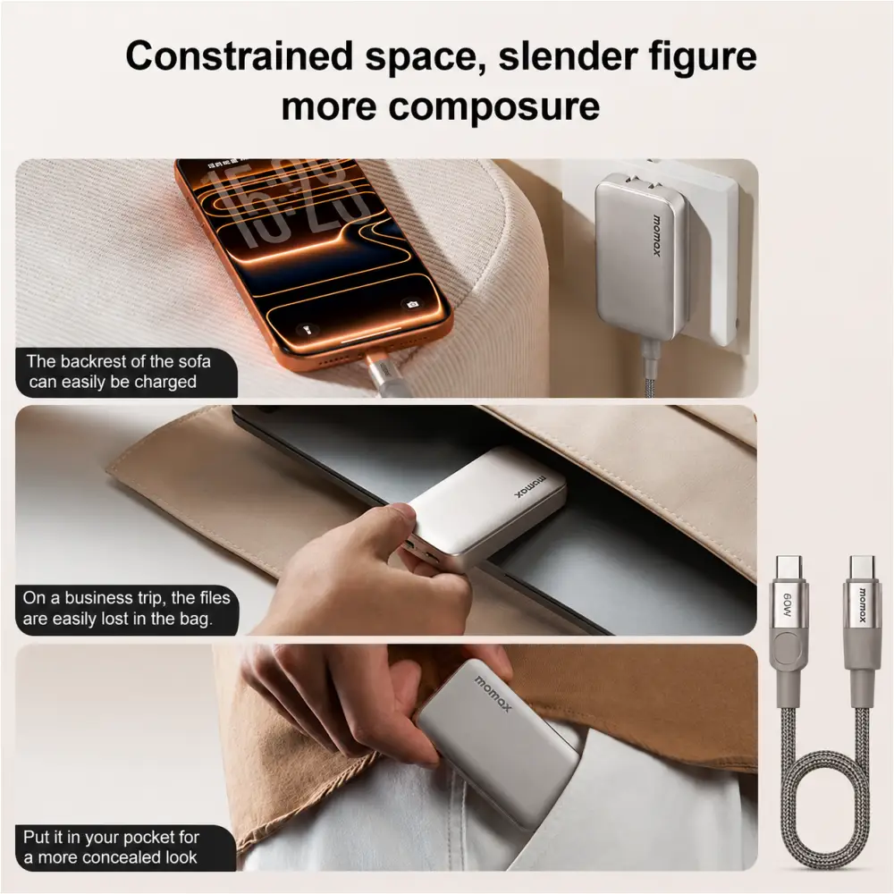 MOMAX UM79 1-Charge Ultra 45W 2-Port GaN Slim Fast Charger Kit