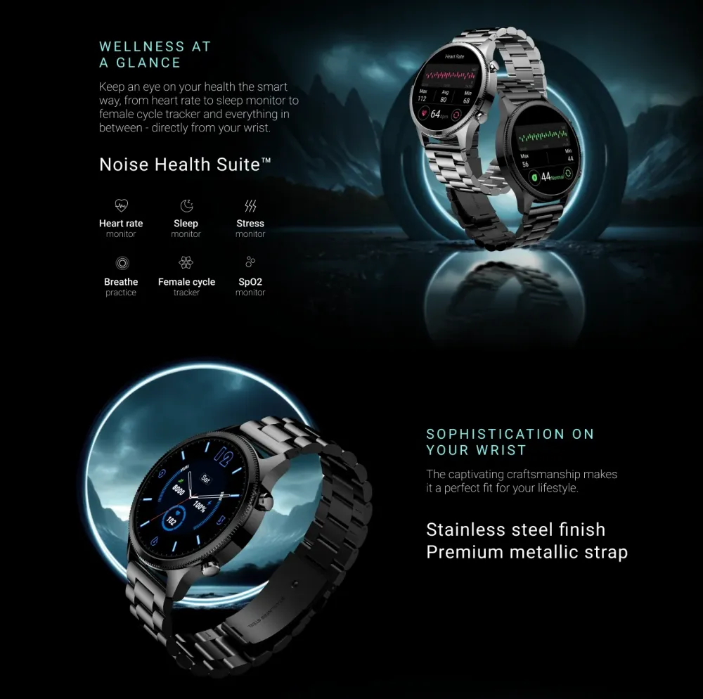 Noise Halo Plus smartwatch Health Suite and fitness tracking features