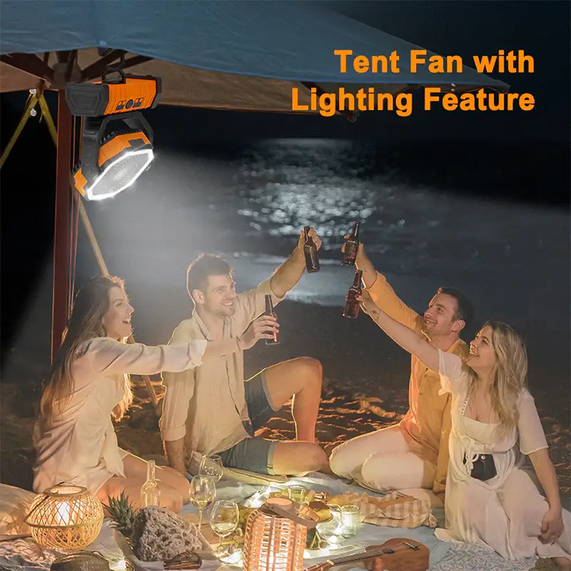 OGERY F6 camping fan LED light feature detail