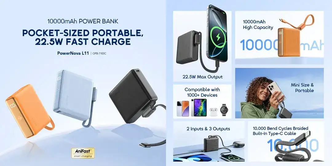 oraimo PowerNova L11 10000mAh 22.5W power bank