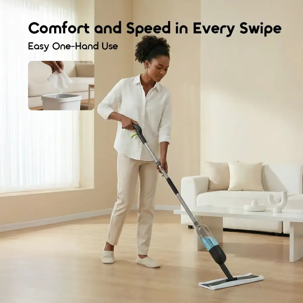 Oraimo MistGlide Wet & Dry Spray Mop - Easy One-Hand Use in Action