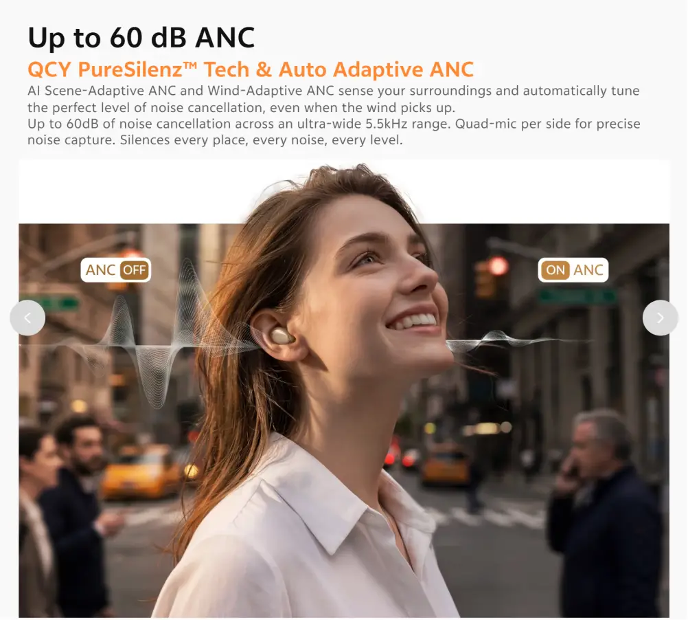 QCY adaptive ANC earbuds