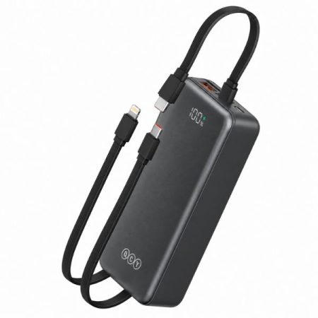 QCY Pulse PB30B 30000mAh Power Bank with 3 Built-in Cables