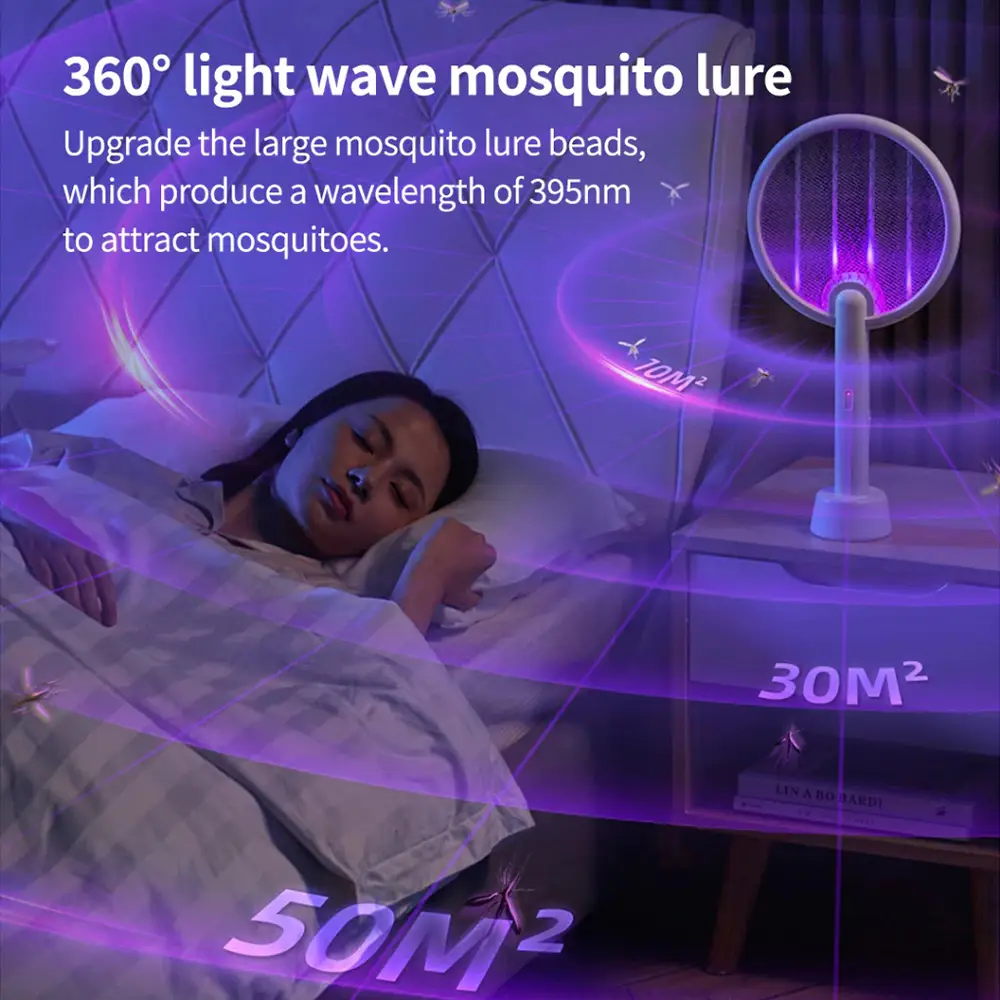 Qualitell C4 electric mosquito swatter UV light rechargeable mosquito racket