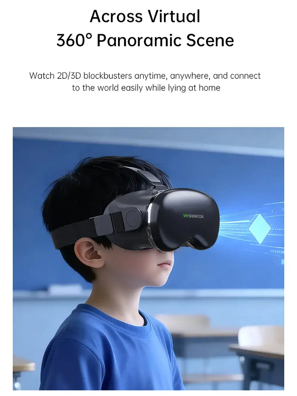 SHINECON G18 VR headset side profile smartphone holder design
