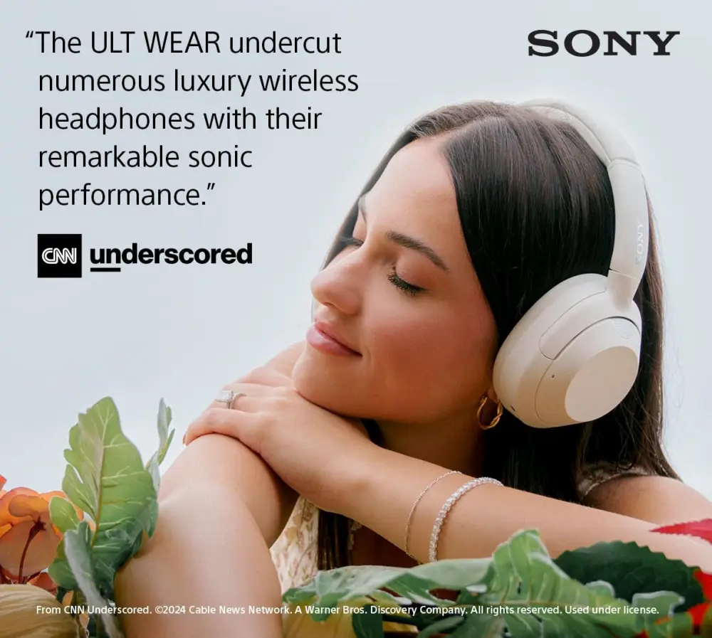 Sony ULT Wear wireless headphones in use listening music