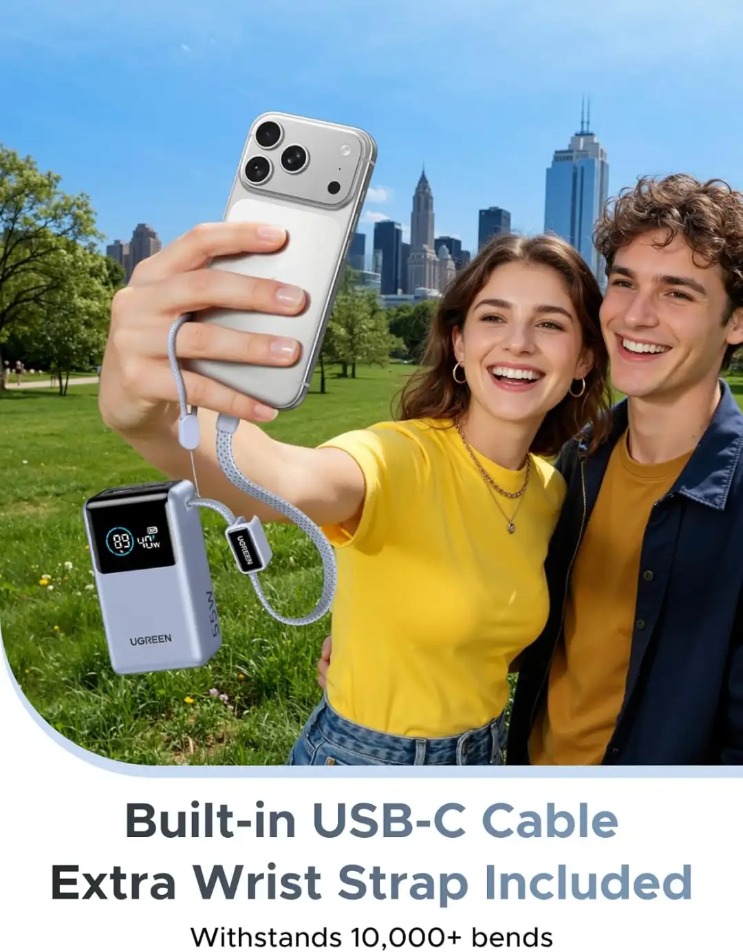 UGREEN PB727 10000mAh Power Bank with 55W PD fast charging and USB-C connection